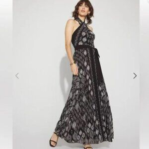 *NWT* White House Black Market Ikat Print Halter Maxi Dress  Size 4